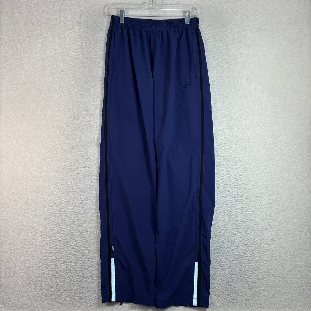 Y2K Starter Baggy Track Pants Men M Blue Ankle Zip Stretch Workout Gym Athletic